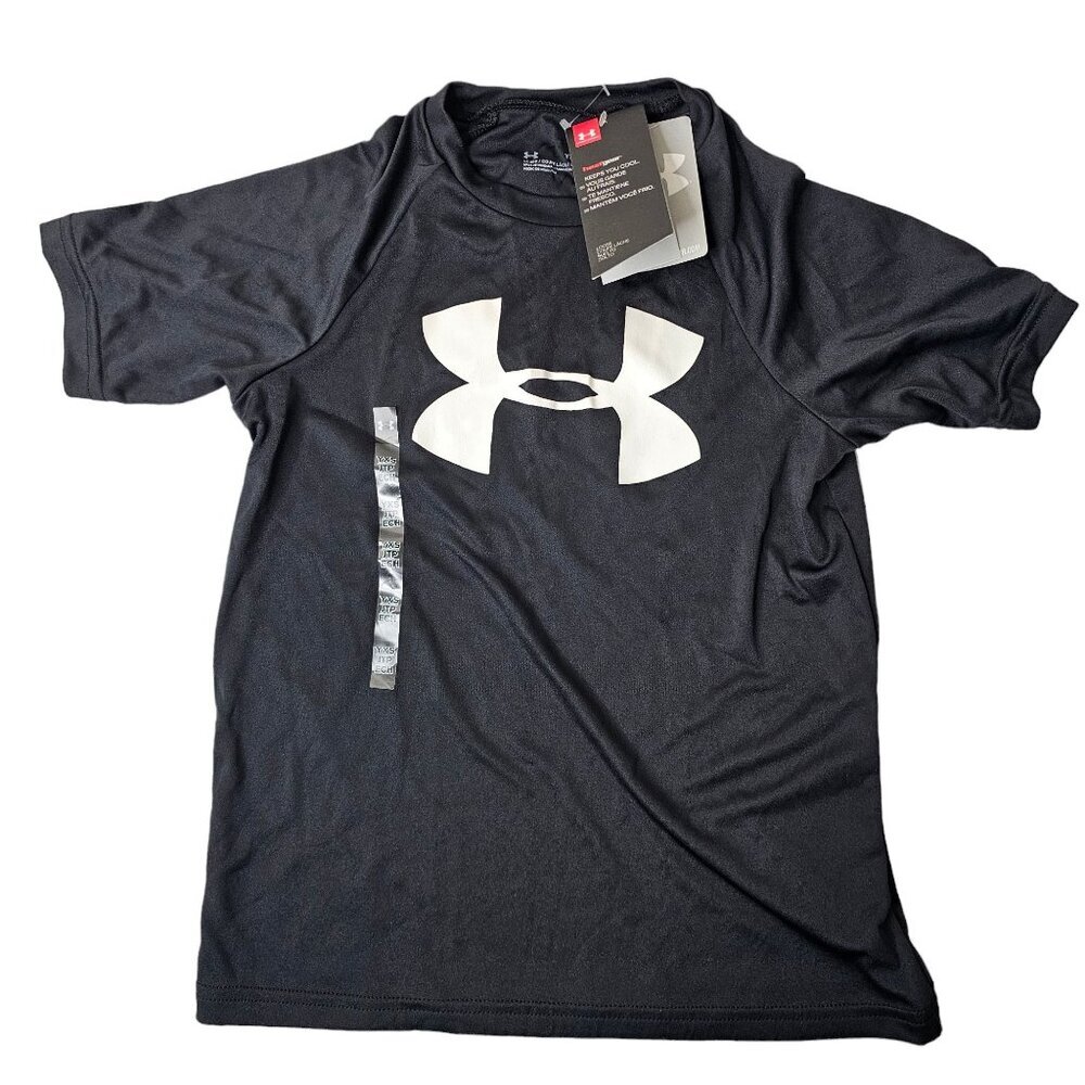 ⚡Under Armour Boys Size XS Black Heatgear Short Sleeve T shirts Keep Cool Active